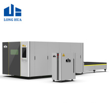 sheet metal fiber laser cutting machine with enclosed cover exchange table and Raytools laser head